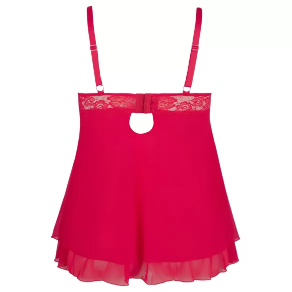 Cottelli Plus Size - babydoll sexy en dentelle - grande taille - rouge - 4XL