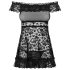 Obsessive Flores - nuisette à volants et string (noir) - L/XL