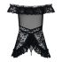 Obsessive Flores - nuisette à volants et string (noir) - L/XL