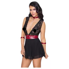 Babydoll dentelle noir avec col bondage Cottelli
