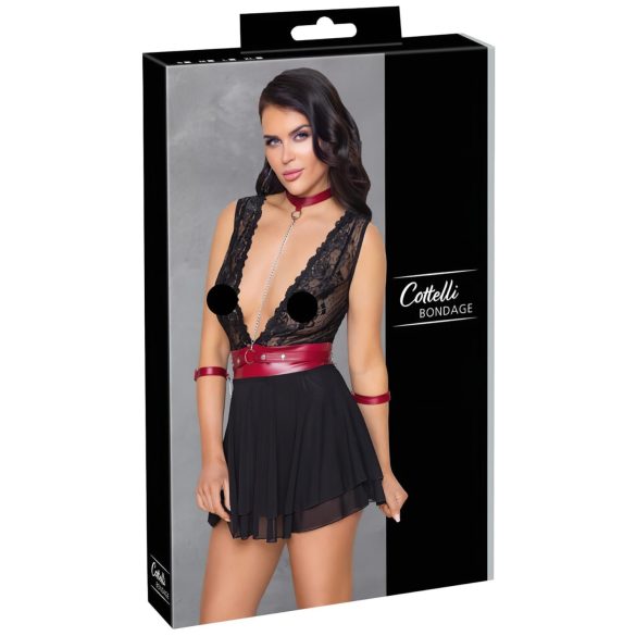 Babydoll dentelle noir avec col bondage Cottelli