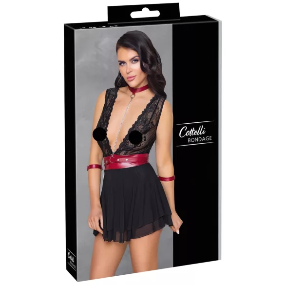 Babydoll dentelle noir avec col bondage Cottelli - M