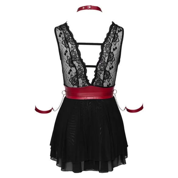 Babydoll dentelle noir avec col bondage Cottelli - L