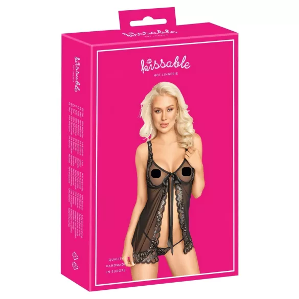 Kissable - Babydoll ouvert (noir)