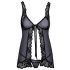 Babydoll noir ouvert à embrasser - L/XL