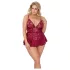 Cottelli Curves - robe courte en dentelle - ensemble - rouge