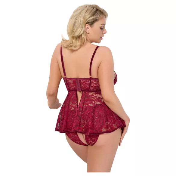 Cottelli Curves - robe courte en dentelle - ensemble - rouge