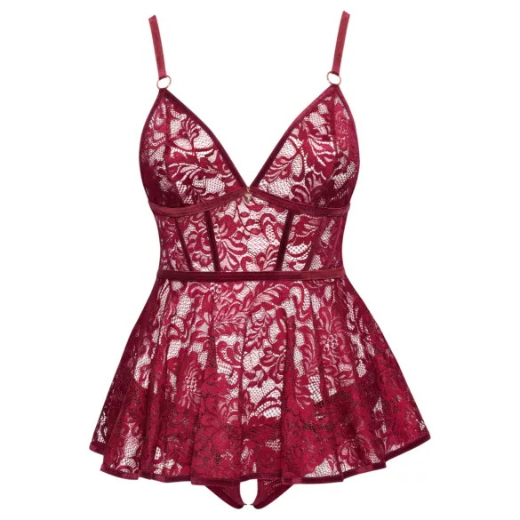 Cottelli Curves - robe courte en dentelle - ensemble - rouge
