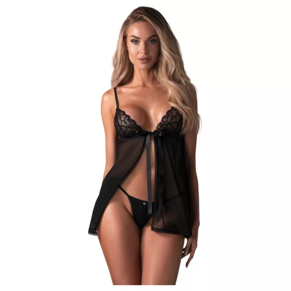 Obsessive - babydoll en dentelle - ensemble - noir - M/L