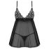 Obsessive - babydoll en dentelle - ensemble - noir