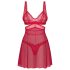 Ensemble nuisette transparente en dentelle - Obsessive Cupide Désir (rouge) - L/XL