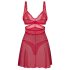 Ensemble nuisette transparente en dentelle - Obsessive Cupide Désir (rouge) - L/XL