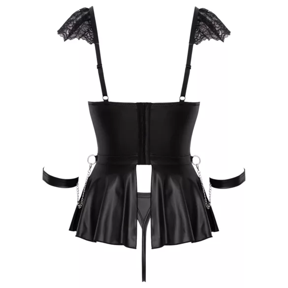 Cottelli Bondage - Robe en dentelle avec menottes (noir)