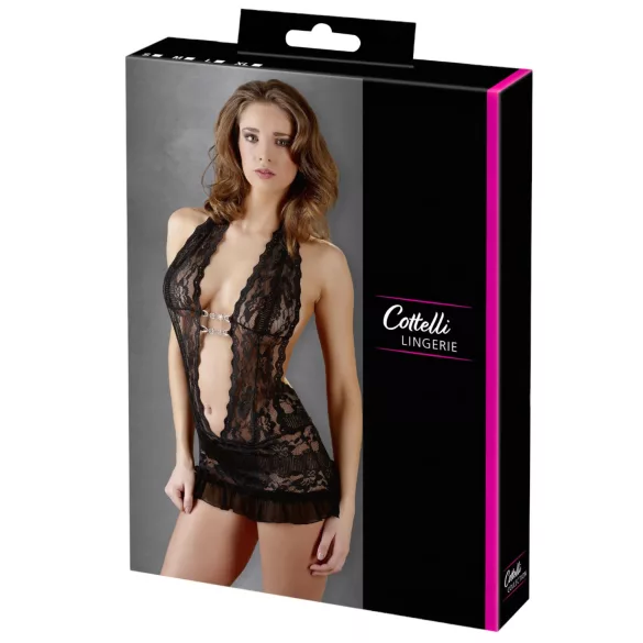 Cottelli - Robe mini en dentelle à tour de cou - noir - L