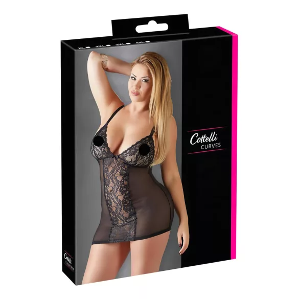 Cottelli - nuisette grande taille transparente en dentelle - noir