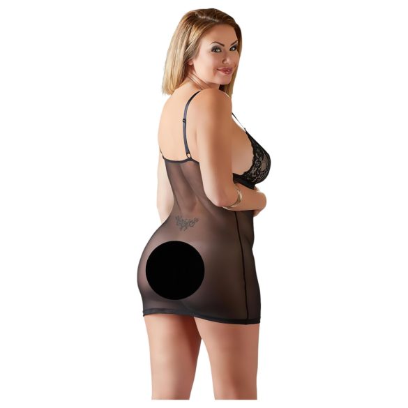 Cottelli Plus Size - nuisette en dentelle transparente noire - 3XL