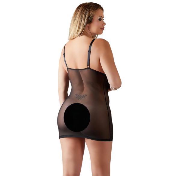 Cottelli Plus Size - nuisette en dentelle transparente noire - 3XL