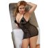 Cottelli Plus Size - nuisette en dentelle transparente noire - 4XL