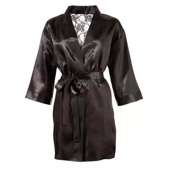 Cottelli - peignoir court satin dentelle - noir