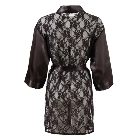 Cottelli - peignoir court satin dentelle - noir