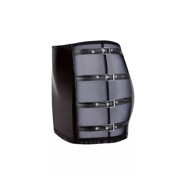 Cottelli - jupe mini brillante à boucles - simili cuir noir