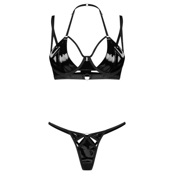 Obsessive Keira Lise - ensemble soutien-gorge brillant - noir - L/XL