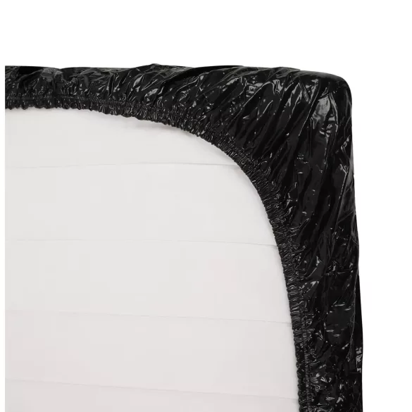 Drap laqué - drap housse imperméable - vinyle noir - 160x200 cm