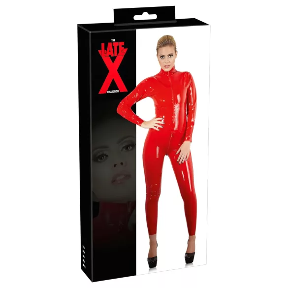 LATEX - combinaison femme manches longues - rouge - S