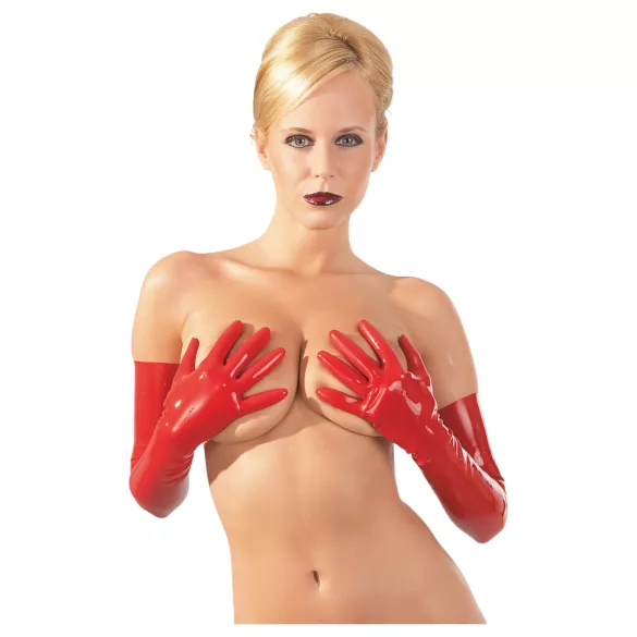 LATEX - Gants longs unisexes - latex - rouge - M