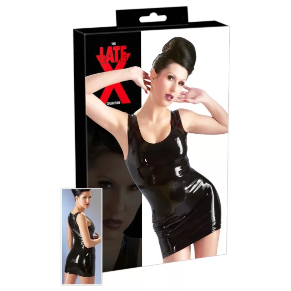Robe mini sans manches en latex (noir) - L