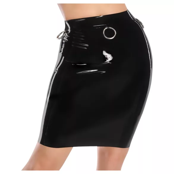 LATEX - jupe midi en latex (noire) - 2XL