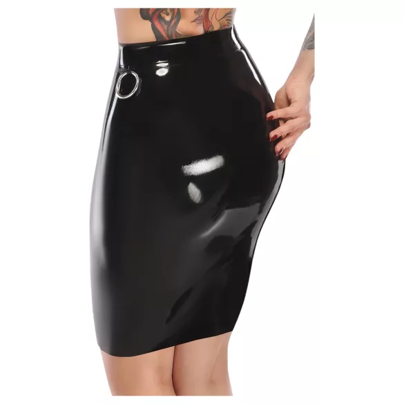 LATEX - jupe midi en latex (noire) - 2XL