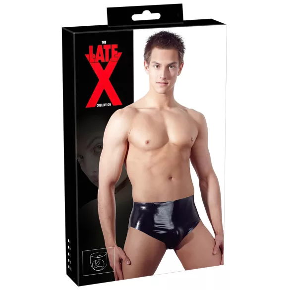 LATEX - slip homme avec plug anal conique intégré - noir - XL