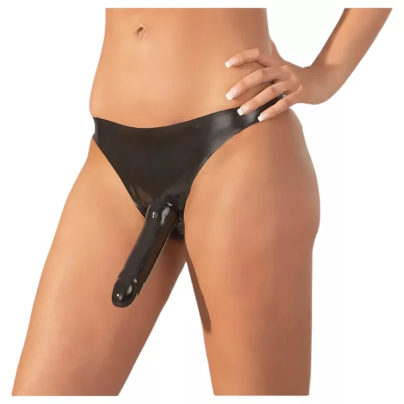 LATEX - culotte avec gode externe - noir - taille S-L