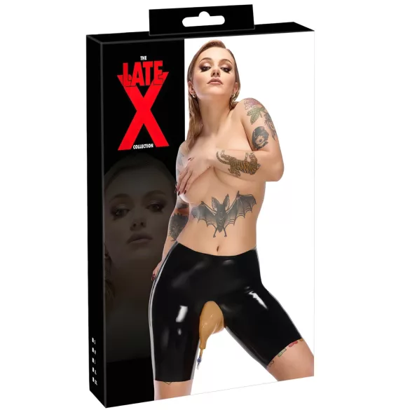 LATEX - Slip en latex avec trou d'évacuation (noir)
