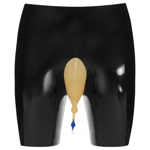 LATEX - Slip en latex avec trou d'évacuation (noir)