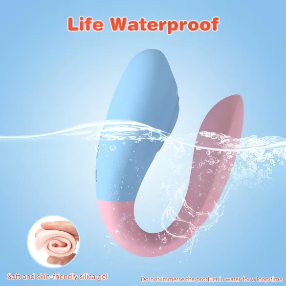 Mrow 03 - vibromasseur duo rechargeable étanche - silicone bleu rose