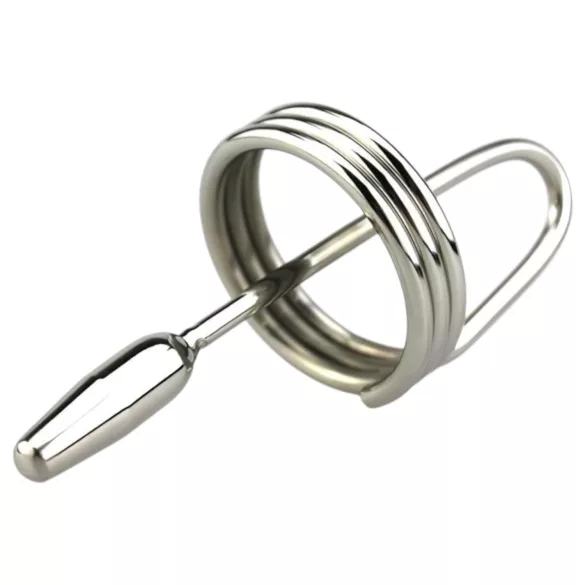 DeepRing - sonde urétrale métal avec anneau - 9cm argenté