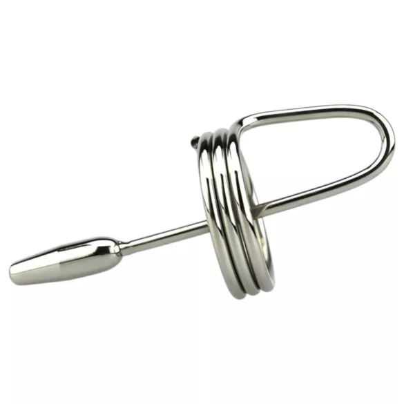 DeepRing - sonde urétrale métal avec anneau - 9cm argenté