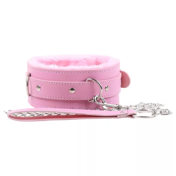 Rembourré - collier BDSM avec laisse - rose