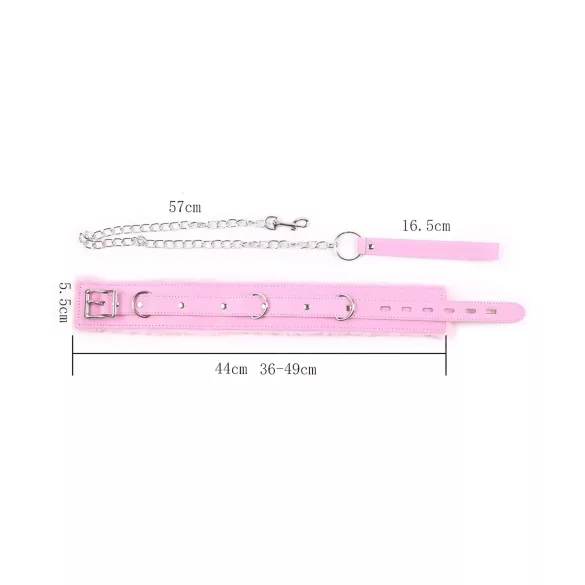 Rembourré - collier BDSM avec laisse - rose