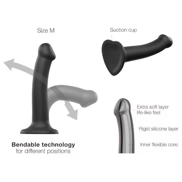 Strap-on-me - gode double pénétration - double couche - silicone noir