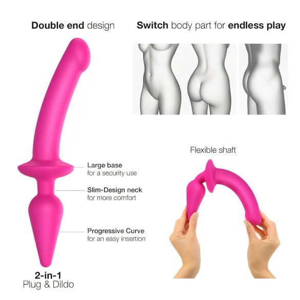 Strap-on-me Swith Semi-Réaliste L - Dildo 2en1 en silicone (rose)