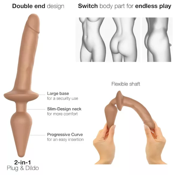 Strap-on-me Switch Realistic L - godemichet 2-en-1 en silicone (couleur chair)