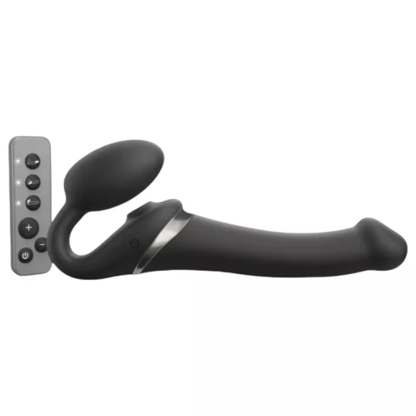 Strap-on-me - gode ceinture vibrant à ondes d’air - silicone noir - M