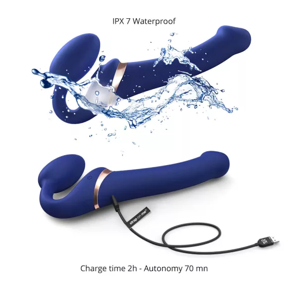 Strap-on-me S - vibromasseur à vagues d’air à harnais - (bleu)