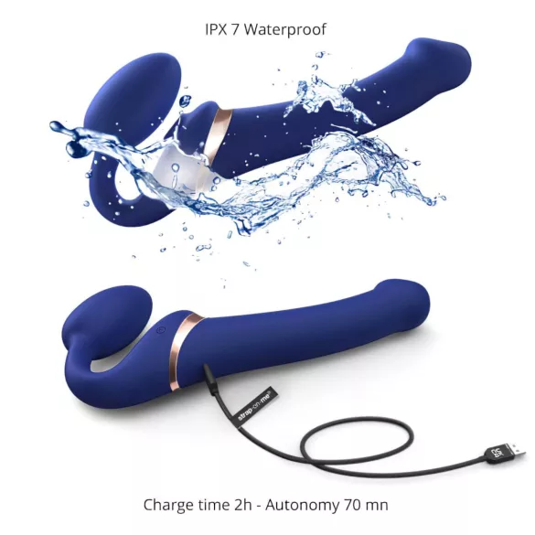Strap-on-me S - vibromasseur à vagues d’air à harnais - (bleu)