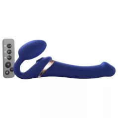   Strap-on-me - gode ceinture vibrant à ondes d’air - M - silicone bleu