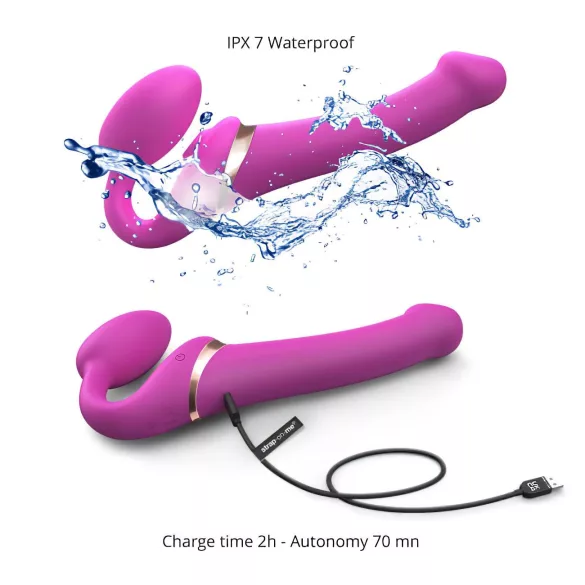Strap-on-me - petit vibromasseur à vagues d’air strap-on - silicone rose