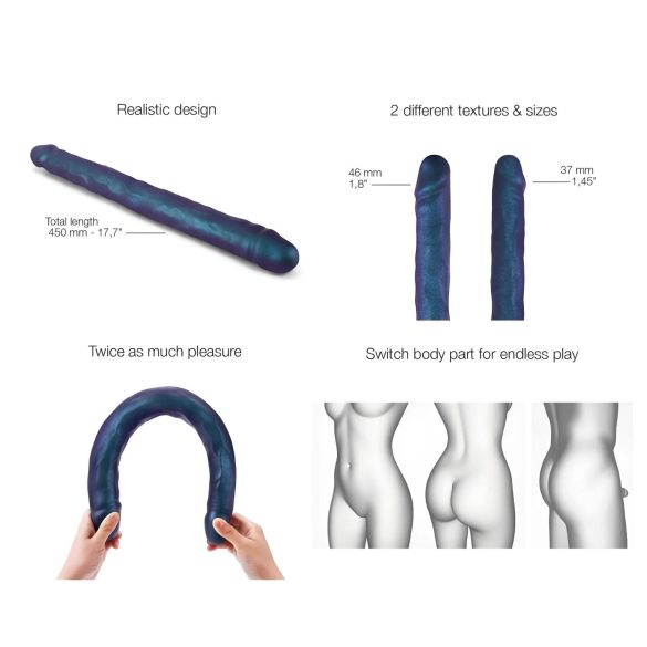 Strap-on-me - double gode - silicone métal bleu